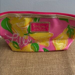 Lilly Pulitzer Vibrant Pink and Yellow Lemon Cosmetic Bag